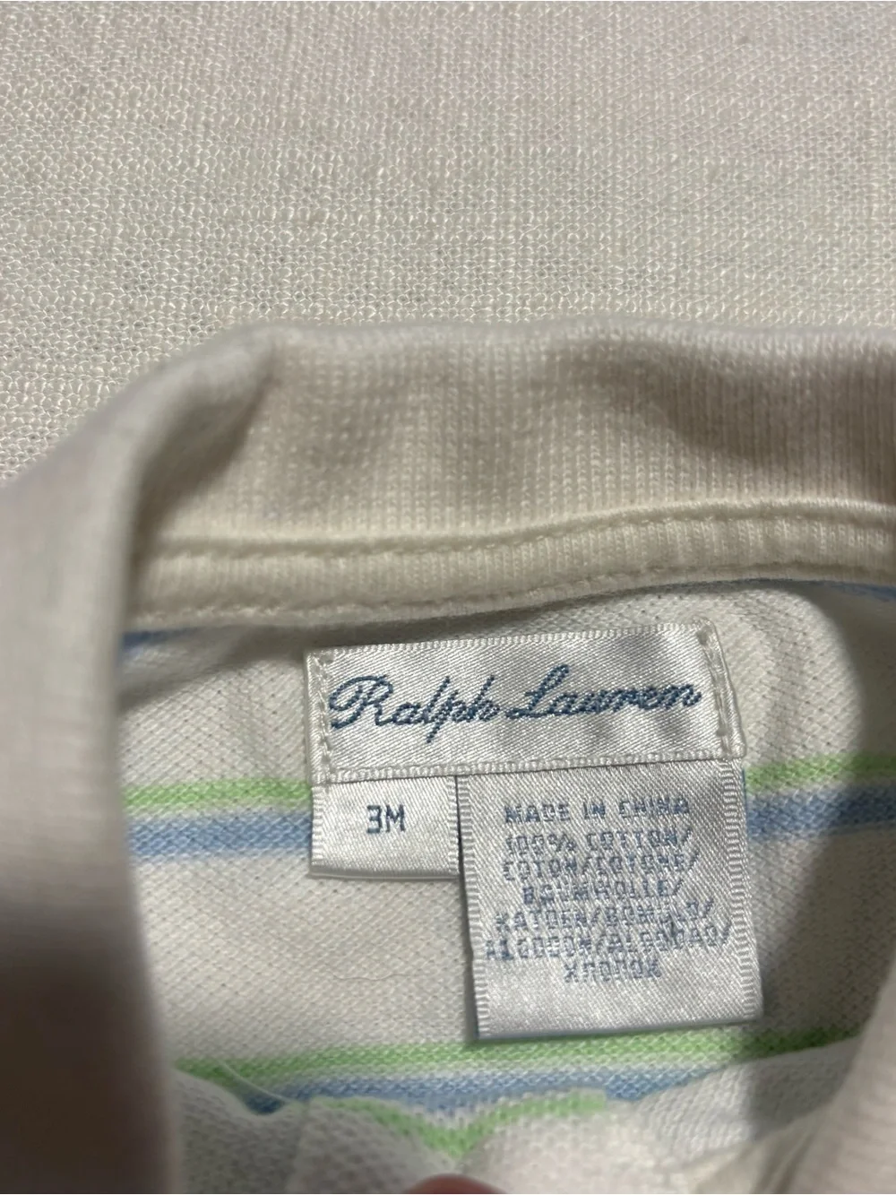 Infant Boys Ralph Lauren Baby Striped Polo Shirt | White | Size 3 Months